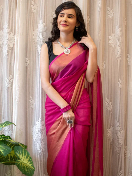 1-MIN READY TO WEAR SAREE IN PREMIUM CHIFFON SILK