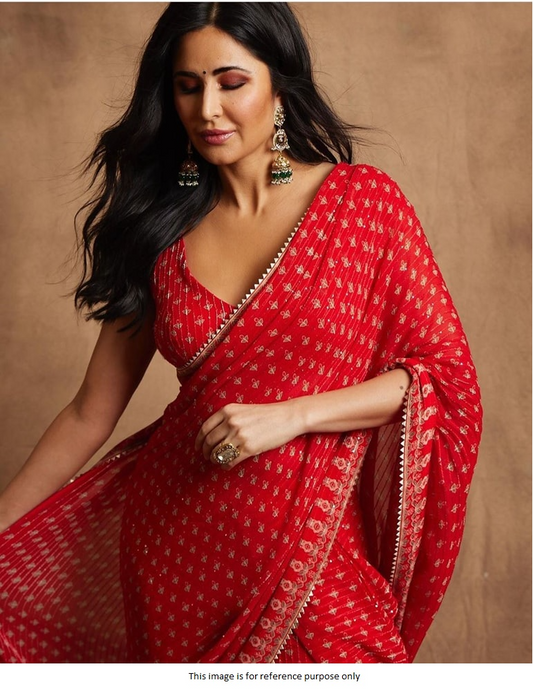 Bollywood Katrina Kaif inspired red georgette saree