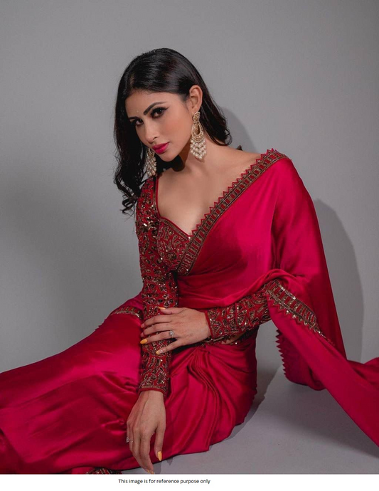 Bollywood Model Mouni Roy Pink sequins saree