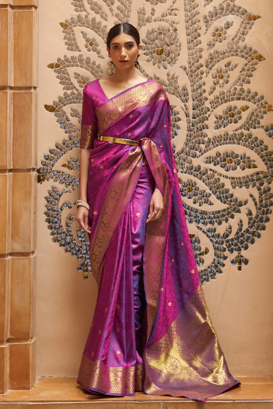 Bucolic Purple Kanjivaram Silk Saree