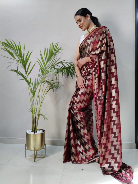 1-MIN READY TO WEAR SAREE IN Zig Zag