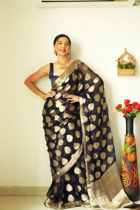 1 MIN READY TO WEAR BANARASI SILK SAREE