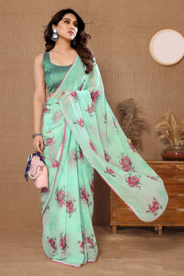 1-MIN READY TO WEAR SAREE IN HEAVY GEORGETTE WITH BANGLORI BLOUSE